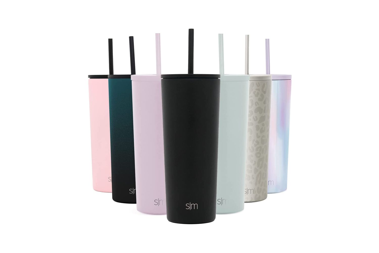 Gobelet isotherme simple et moderne avec couvercle en paille et couvercle rabattable
