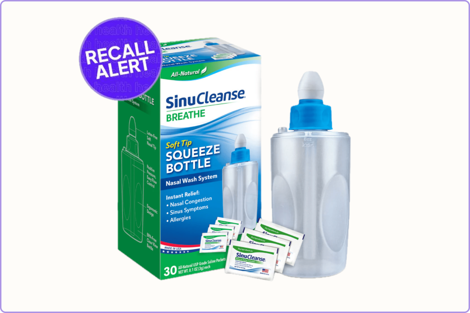 Nasal Wash rappelé à l'échelle nationale sur le risque d'infection staphylomique Nasal Wash rappelé à l'échelle nationale sur le risque d'infection staphylomique